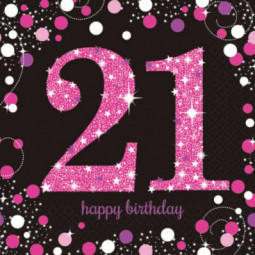 Pink Celebration 21st Birthday Paper Napkins - REDUCED TO CLEAR