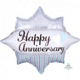 Happy Anniversary Burst Foil Balloon - Inflated