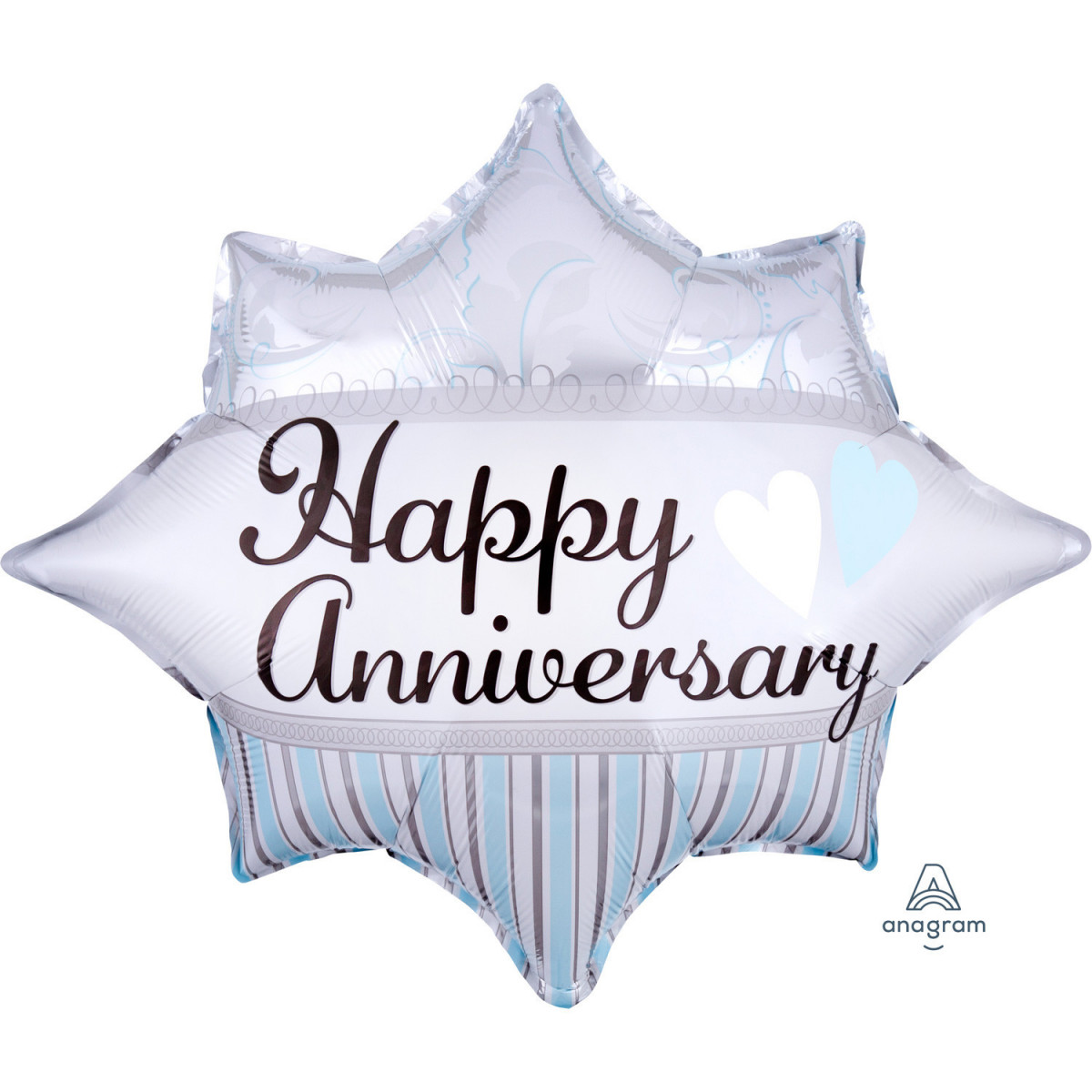 Happy Anniversary Burst Foil Balloon - Inflated