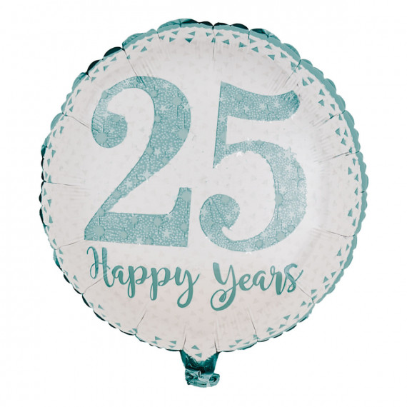 25th Silver Anniversary Round Foil Balloon - Inflated 25th Silver Anniversary Round Foil Balloon - Inflated