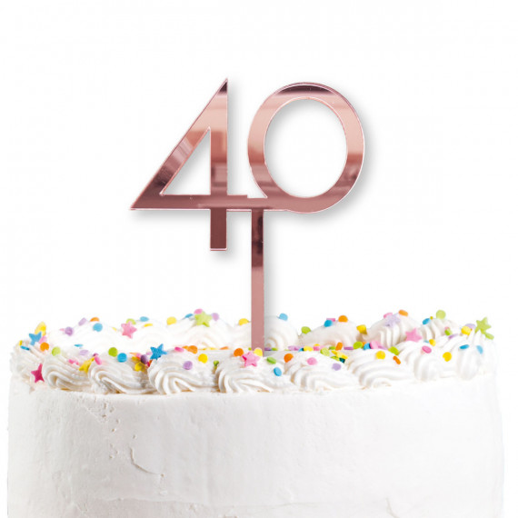 Rose Gold 40th Acrylic Cake Topper