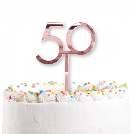 Rose Gold 50th Acrylic Cake Topper