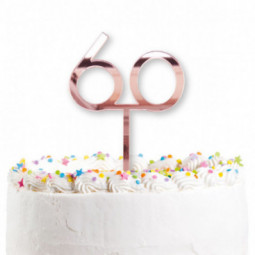 Rose Gold 60th Acrylic Cake Topper