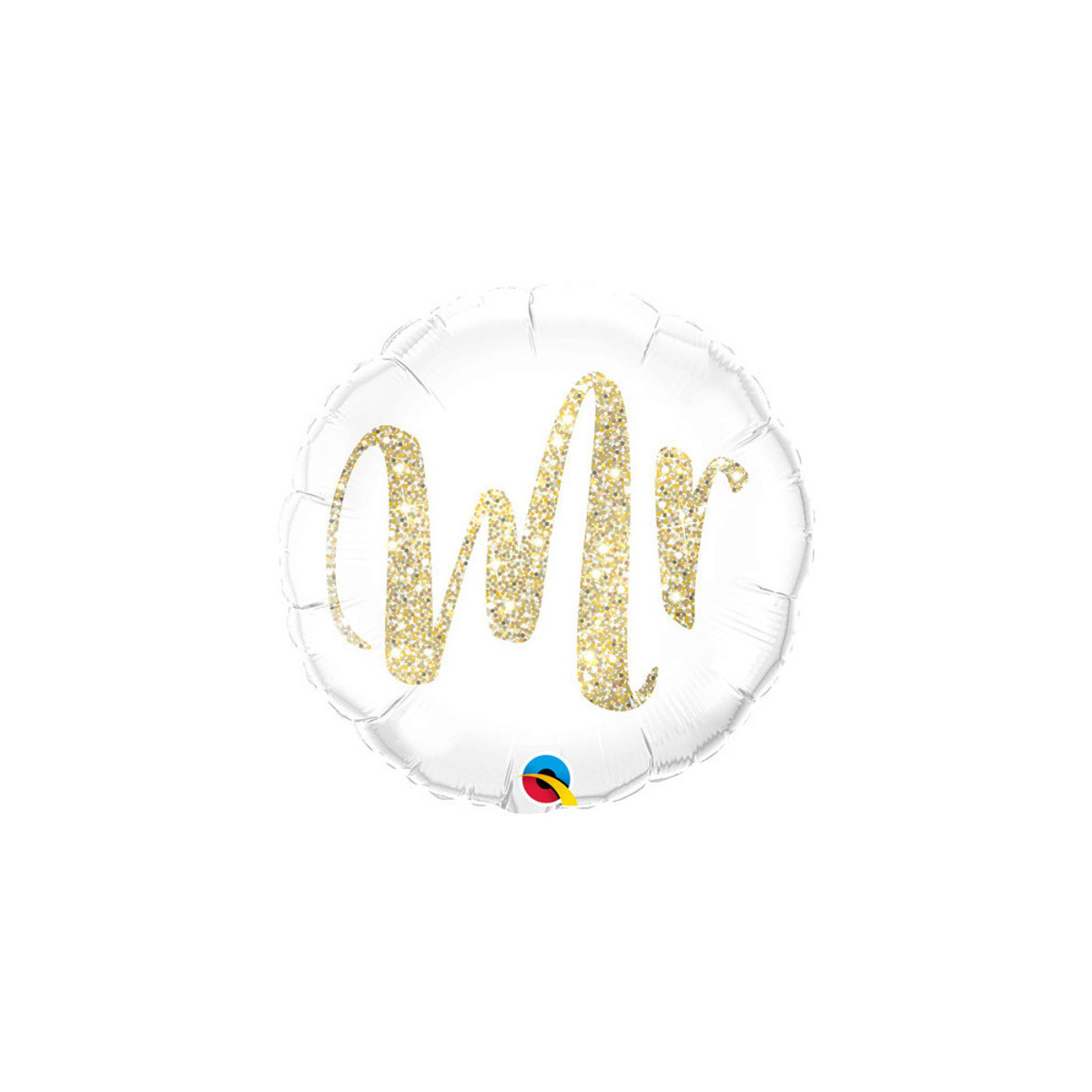Gold Glitter Mr Round Foil Balloon - Inflated Gold Glitter Mr Round Foil Balloon - Inflated