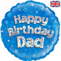Blue Happy Birthday Dad Round Foil Balloon - Inflated