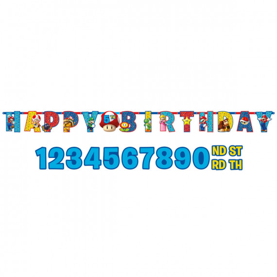 Super Mario Jumbo Happy Birthday Banner - Personalise