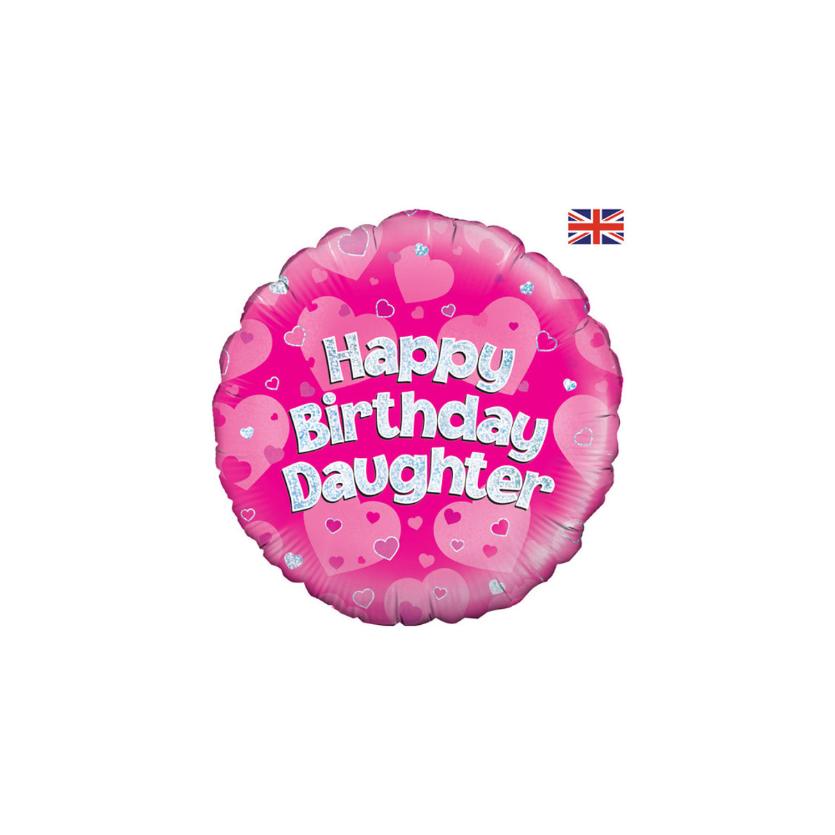 Pink Happy Birthday Daughter Round Foil Balloon - Inflated