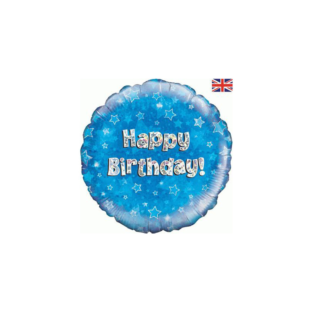 Blue Happy Birthday Round Foil Balloon - Inflated