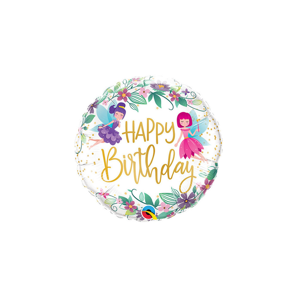 Wild Flower Fairies Happy Birthday Foil Balloon - Inflated