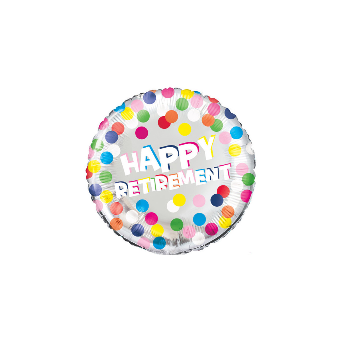Colourful Dots Happy Retirement Foil Balloon - Inflated