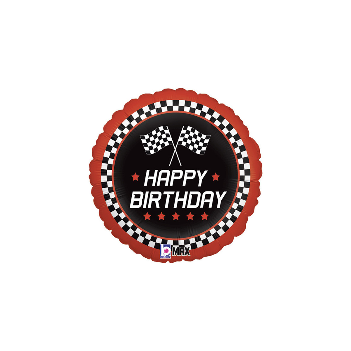 Checkered Flag Happy Birthday Foil Balloon - Inflated