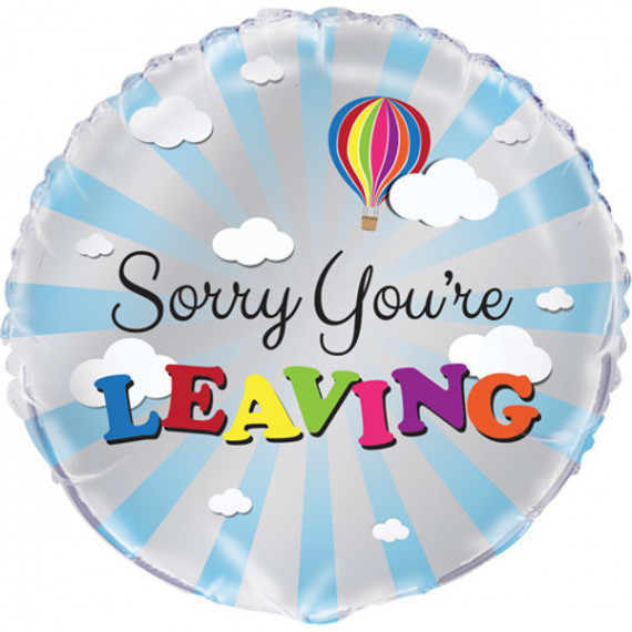 Colourful Sorry You're Leaving Foil Balloon - Inflated Colourful Sorry You're Leaving Foil Balloon - Inflated
