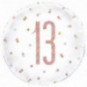 Rose Gold 13th Birthday Round Foil Balloon - Inflated