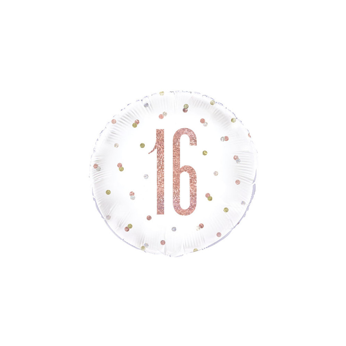 Rose Gold 16th Birthday Round Foil Balloon - Inflated