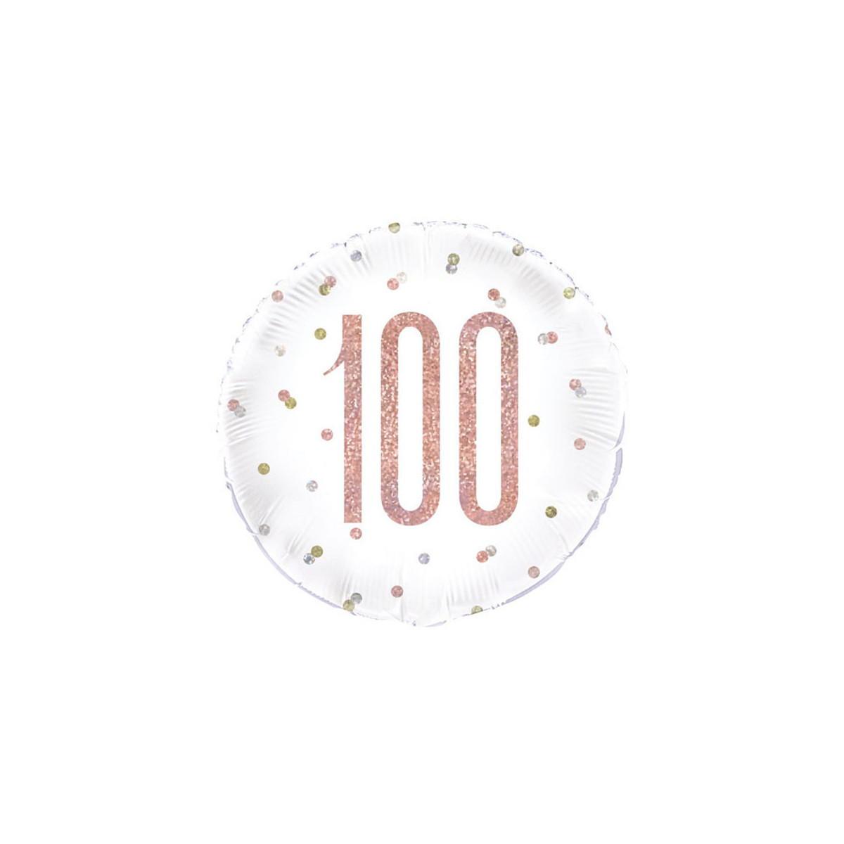 Rose Gold 100th Birthday Round Foil Balloon - Inflated