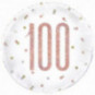 Rose Gold 100th Birthday Round Foil Balloon - Inflated