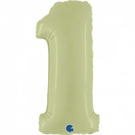 Sage Green Giant Number Supershape Foil Balloons - Numbers 0 - 9 - Inflated