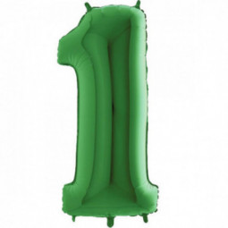 Green Giant Number Supershape Foil Balloons - Numbers 0 - 9 - Inflated